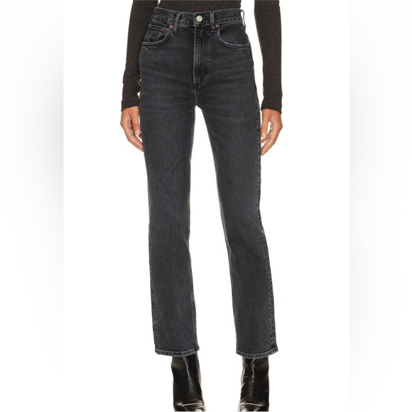 Agolde Denim - AGOLDE High Rise Stovepipe Metal Washed Black Denim Jeans 24 NWOT A9096-1372